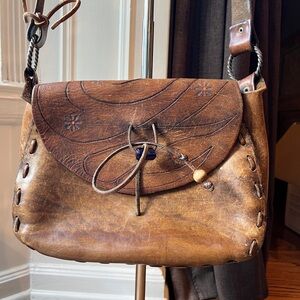 Vintage Brown Leather Crossbody Bag